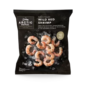 Wild red shrimp packaging